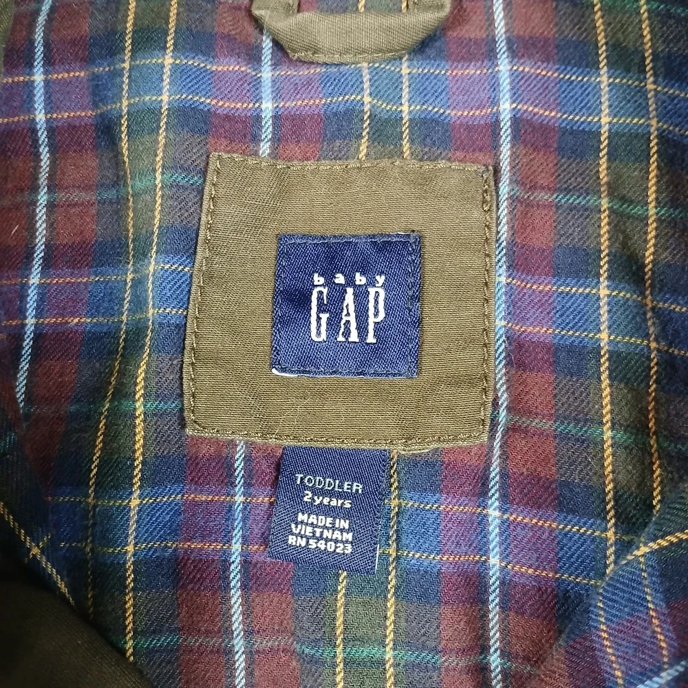Baby Gap Boys Toddler‎ Size 2 Green Army Fall Coat Jacket Flannel 100% Cotton